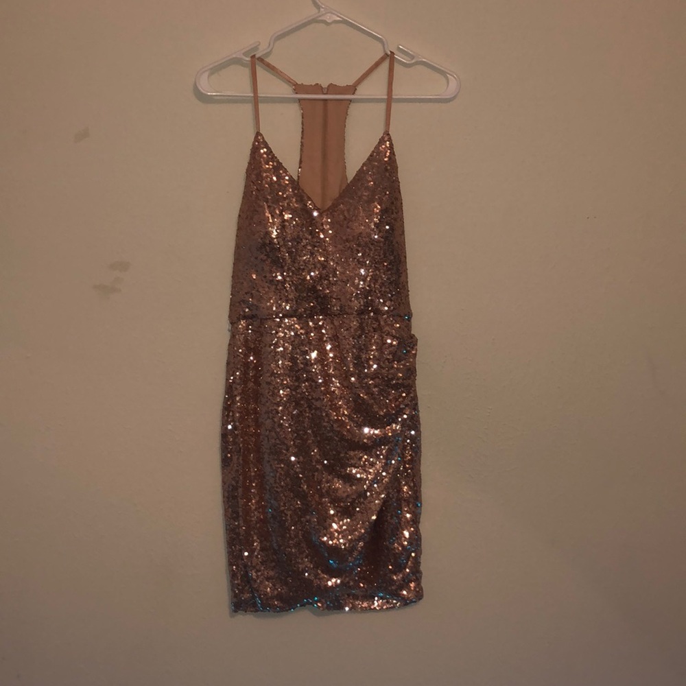 Gold mini dress